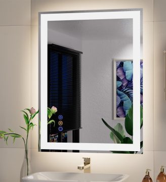 24"x 32" LED Mirror for Bathroom, Front and Backlit Controlled Separately LED Smart Mirror, Wall LED Vanity Mirror with Lights, Stepless Dimmable, Anti Fog, Memory LED Bathroom Mirror(UL ETL)