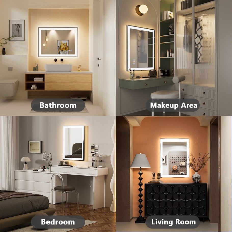 24"x 32" LED Mirror for Bathroom, Front and Backlit Controlled Separately LED Smart Mirror, Wall LED Vanity Mirror with Lights, Stepless Dimmable, Anti Fog, Memory LED Bathroom Mirror(UL ETL) - Image 9