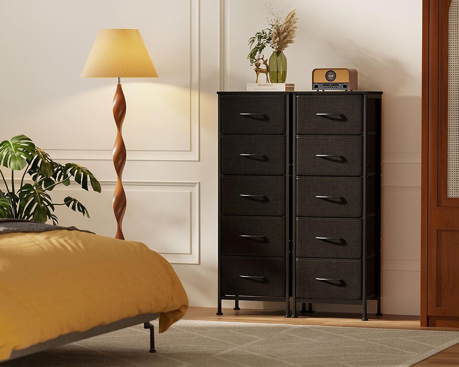AODK Dresser for Bedroom with 5 Storage Drawers, 48" Tall Dresser Chest of Drawers Fabric Dressers with Sturdy Steel Frame, Black - Image 7