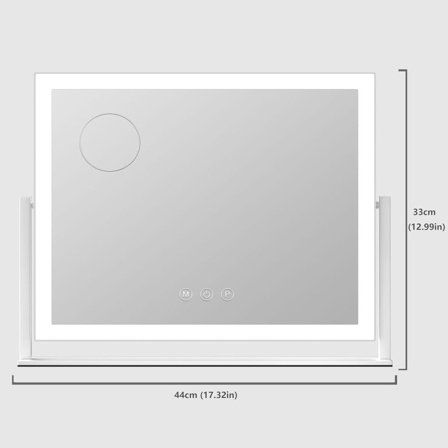 Lighted Makeup Mirror, 17.3"x13" Hollywood Vanity Mirror with Led Lights, Three Color Lighting Modes, and 5X Magnification Mirror, Smart Touch Control, 360°Rotation (White, Gift Box) - Image 2