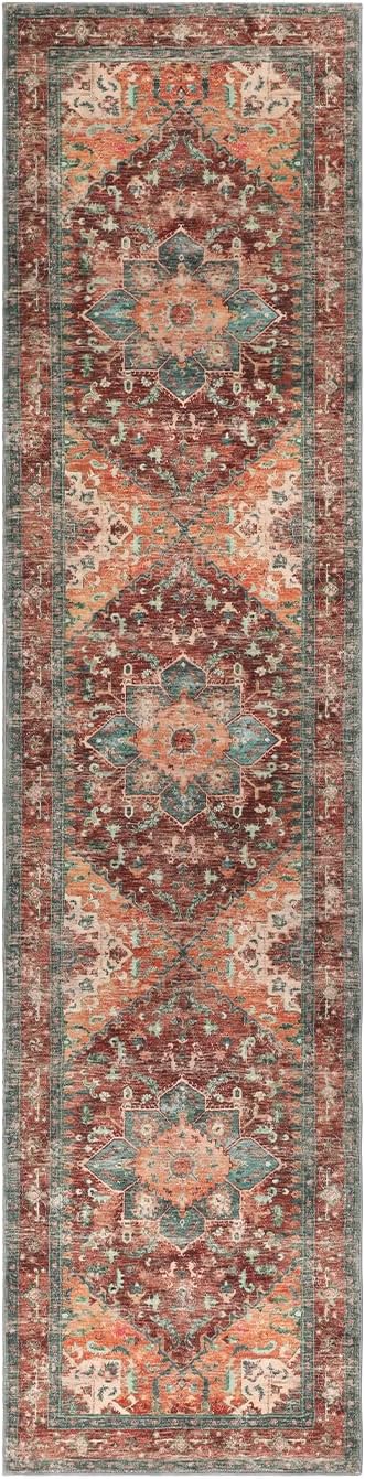 Yamaziot Washable Runner Rug, 2x8 Non-Slip Boho Vintage Hallway Rug Runner with Rubber Backing, Stain Resistant & Low Pile Faux Wool Distressed Carpet Runner for Bedroom, Kitchen, Laundry, Entrance - Image 2
